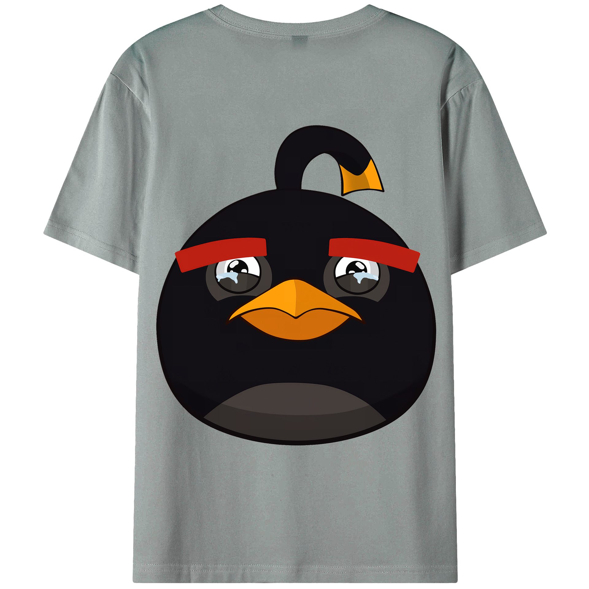 （画像用） Angry Birds アングリーバード 綿100％ メンズ半袖Tシャツ（バックプリント） 通気性